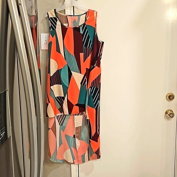 NWOT Temu Polychrome cover up/Tunic Sleeveless long hem XL - Picture 1 of 12